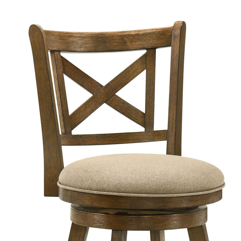 Armen Living Kodi Swivel Counter Height Stool with Light Scone Upholstery in Sepia Brown, , large