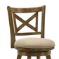 Armen Living Kodi Swivel Counter Height Stool with Light Scone Upholstery in Sepia Brown, , large