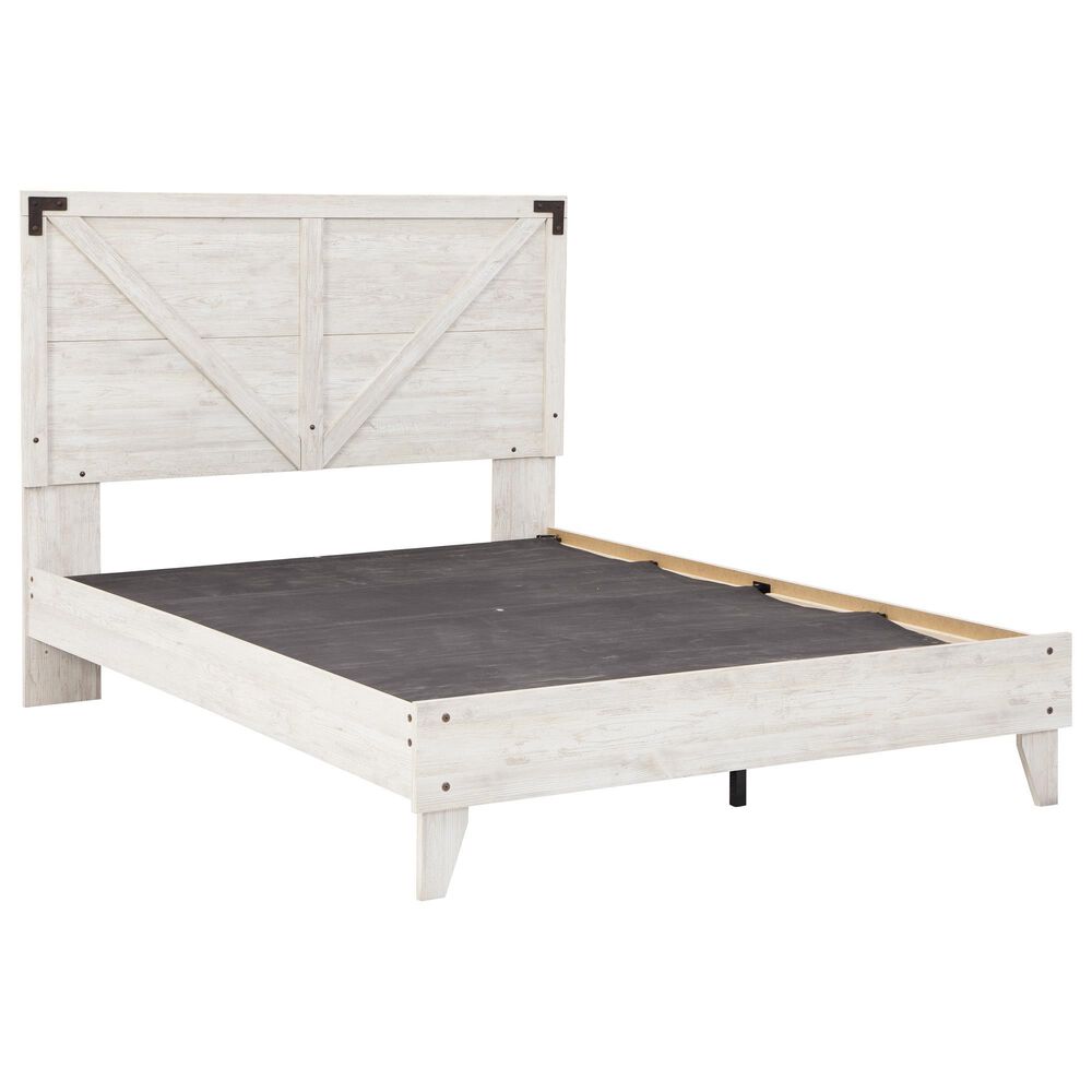 Ashley Shawburn Queen Panel Platform Bed in White/Dark Charcoal, , large
