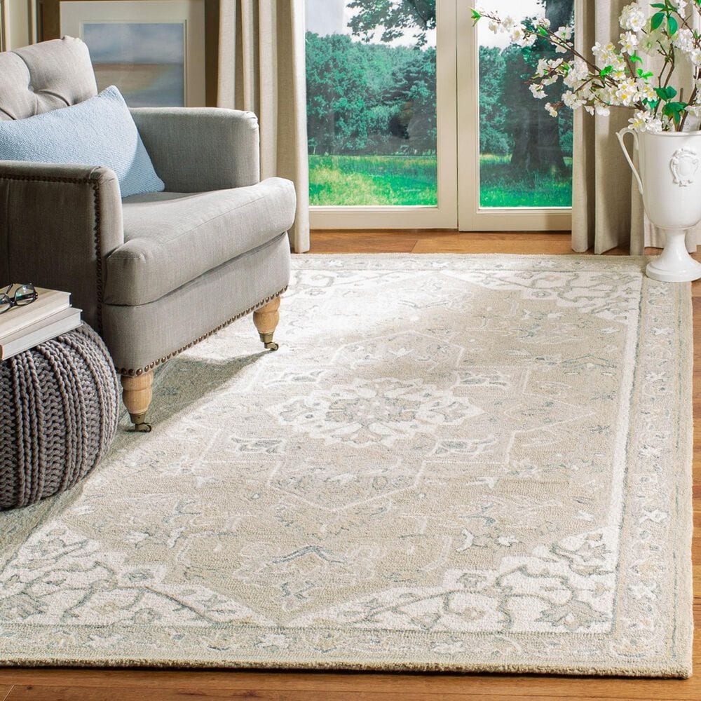 Safavieh Micro-Loop MLP505F 3&#39; x 5&#39; Light Grey and Ivory Area Rug, , large