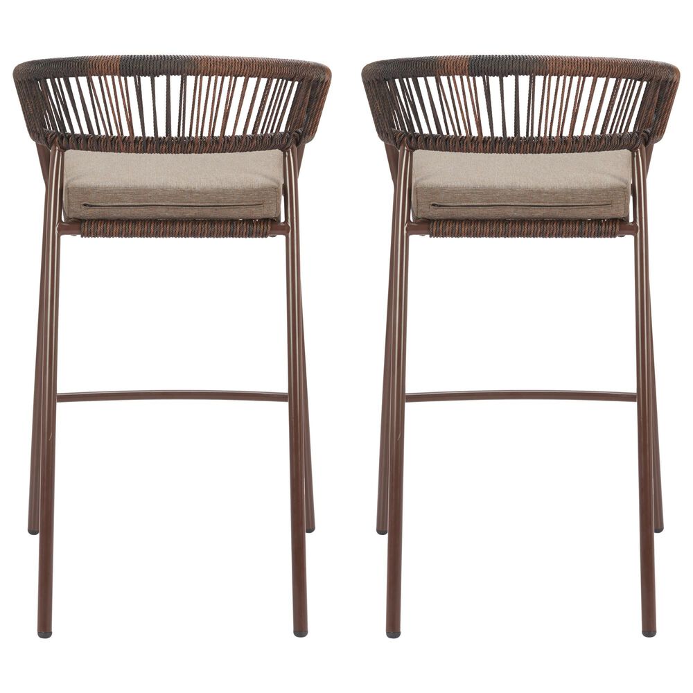 Zuo Modern Skye Patio Barstool in Brown (Set of 2), , large