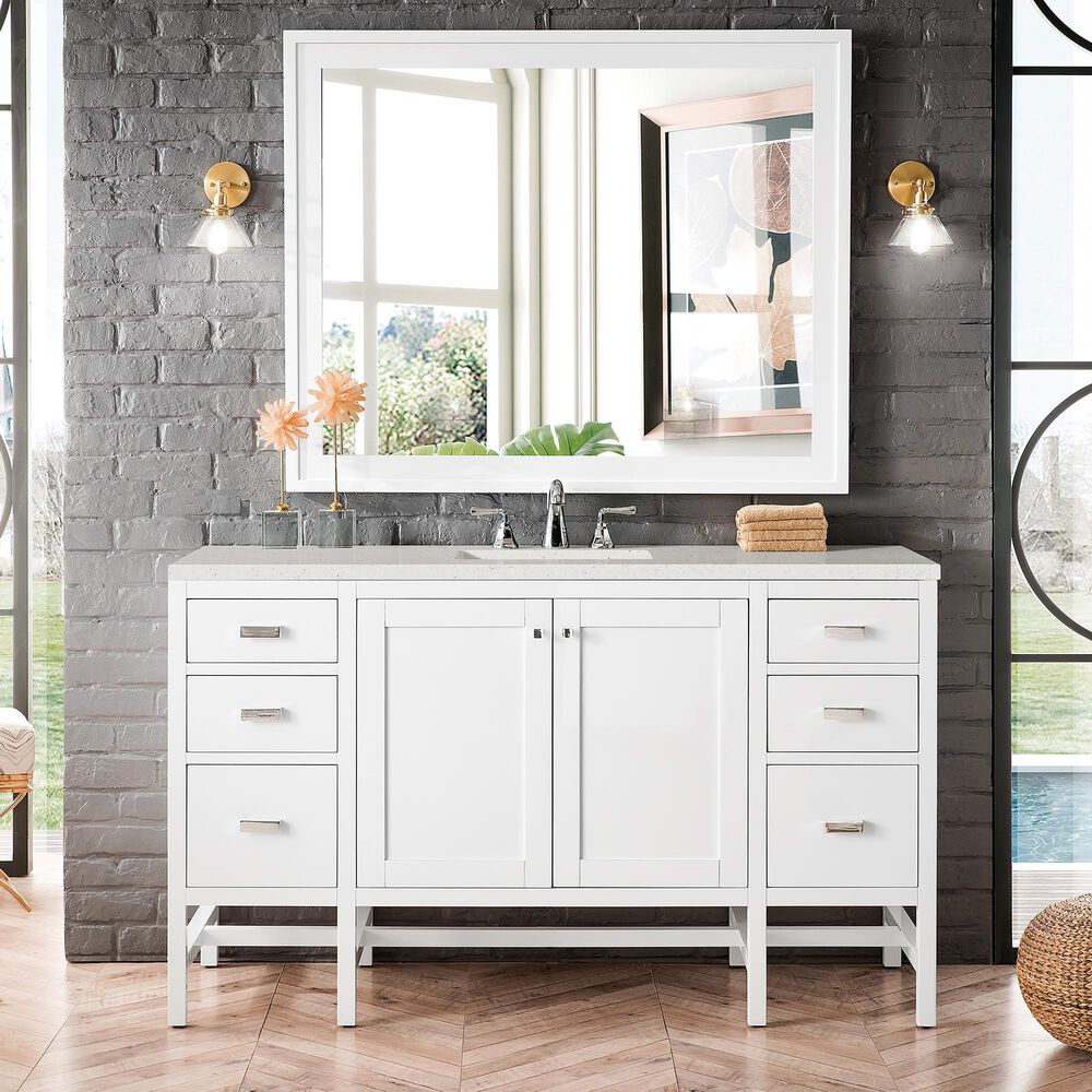 James Martin Vanities Addison 72&quot; Double Bathroom Vanity in Glossy White with 3 cm Lime Delight Quartz Top and Rectangular Sinks, , large