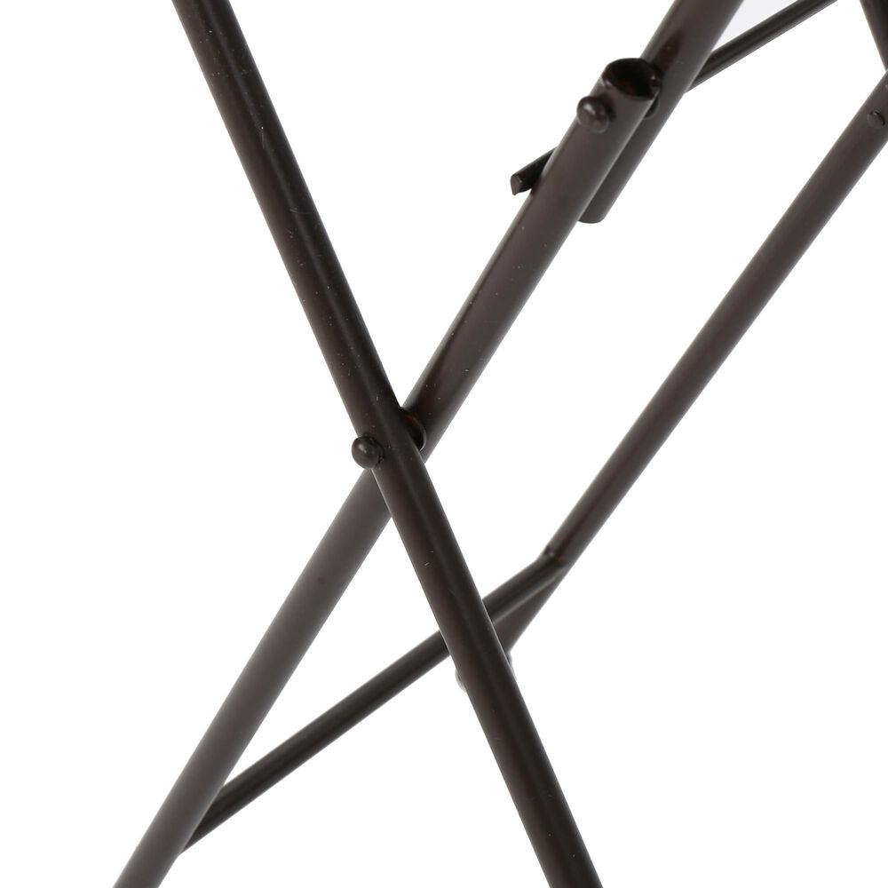 Hearth and Haven Silvester Outdoor Round Folding End Table in Beige and Black, , large