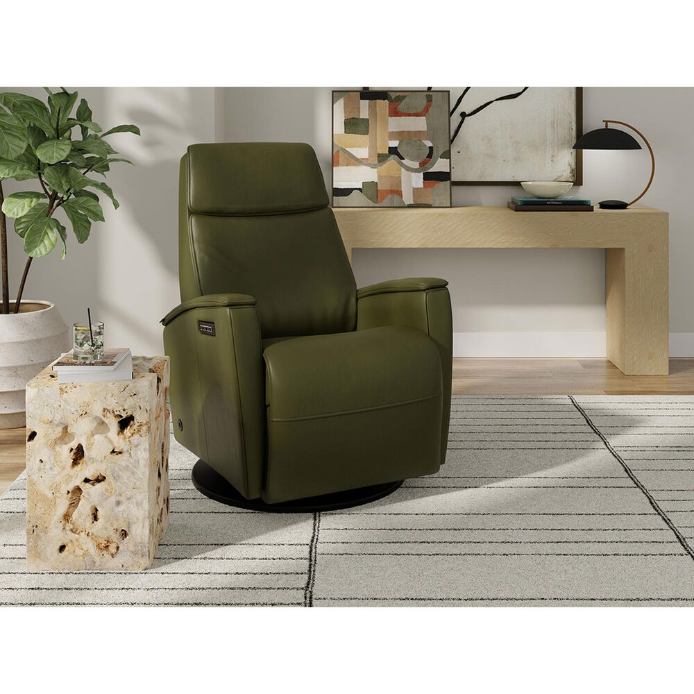Fjords Crown Large Power Swivel Recliner in Martini Olive, , large