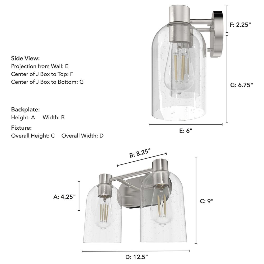 Hunter Lochmeade 2-Light Vanity in Brushed Nickel, , large