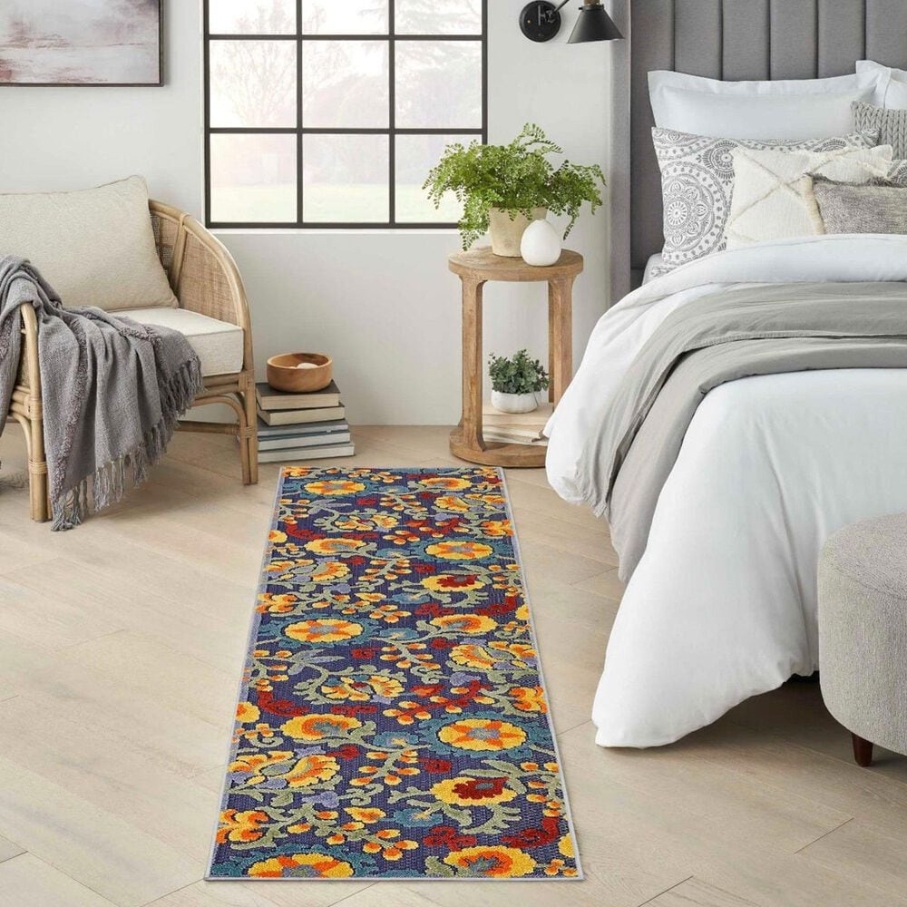 Nourison Aloha ALH17 2&#39; x 6&#39; Navy and Multicolor Indoor/Outdoor Runner, , large