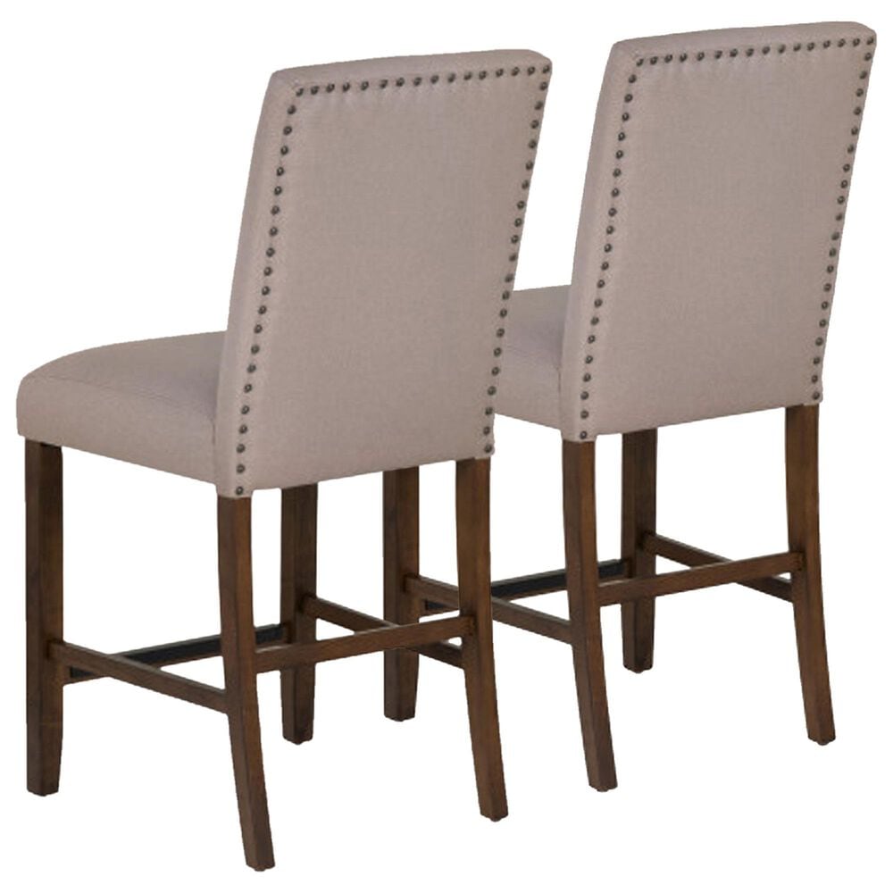 Linon Home Decor Spiva Counter Stool with Tan Cushion in Brown (Set of 2), , large