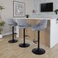 LumiSource Fabrico Swivel Adjustable Bar Stool with Grey Noise Fabric Upholstery and Rounded T Footrest in Black (Set of 2), , large
