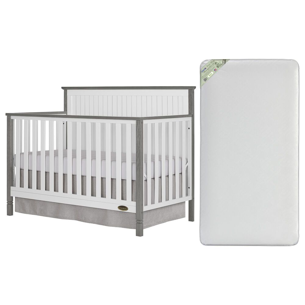 Evolur Alexa 2 Piece Nursery Set in White and Brush Silver, , large