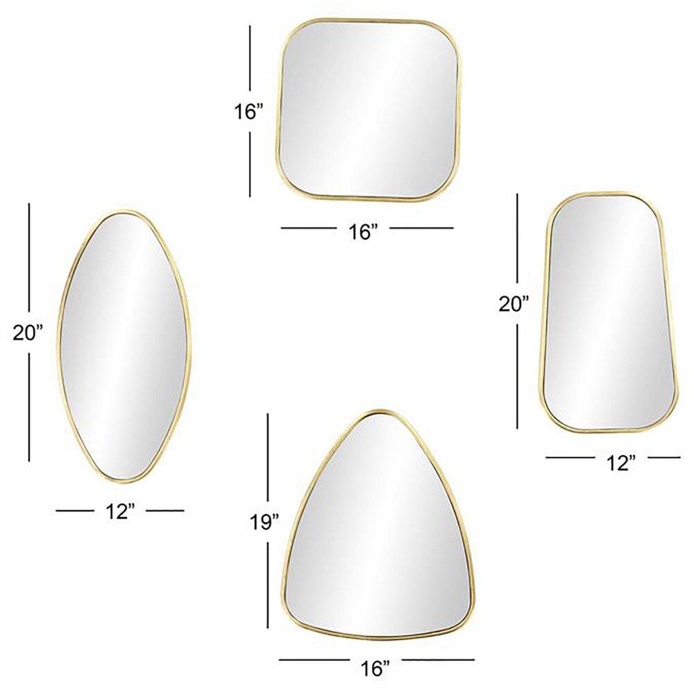 Maple and Jade Wall Mirror with Varying Shapes in Satin Gold &#40;Set of 4&#41;, , large