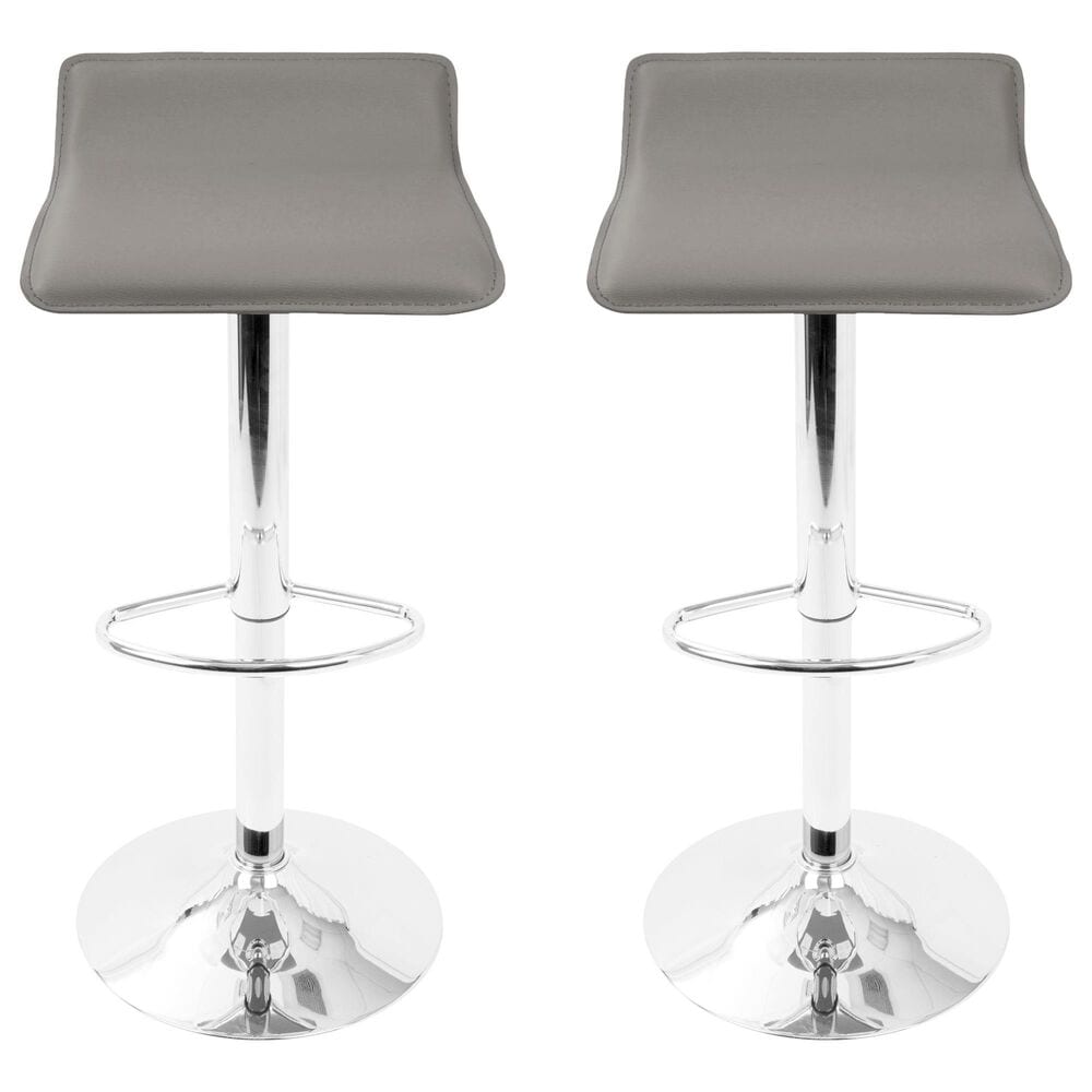 Lumisource Ale Swivel Adjustable Barstool with Grey Seat in Chrome &#40;Set of 2&#41;, , large