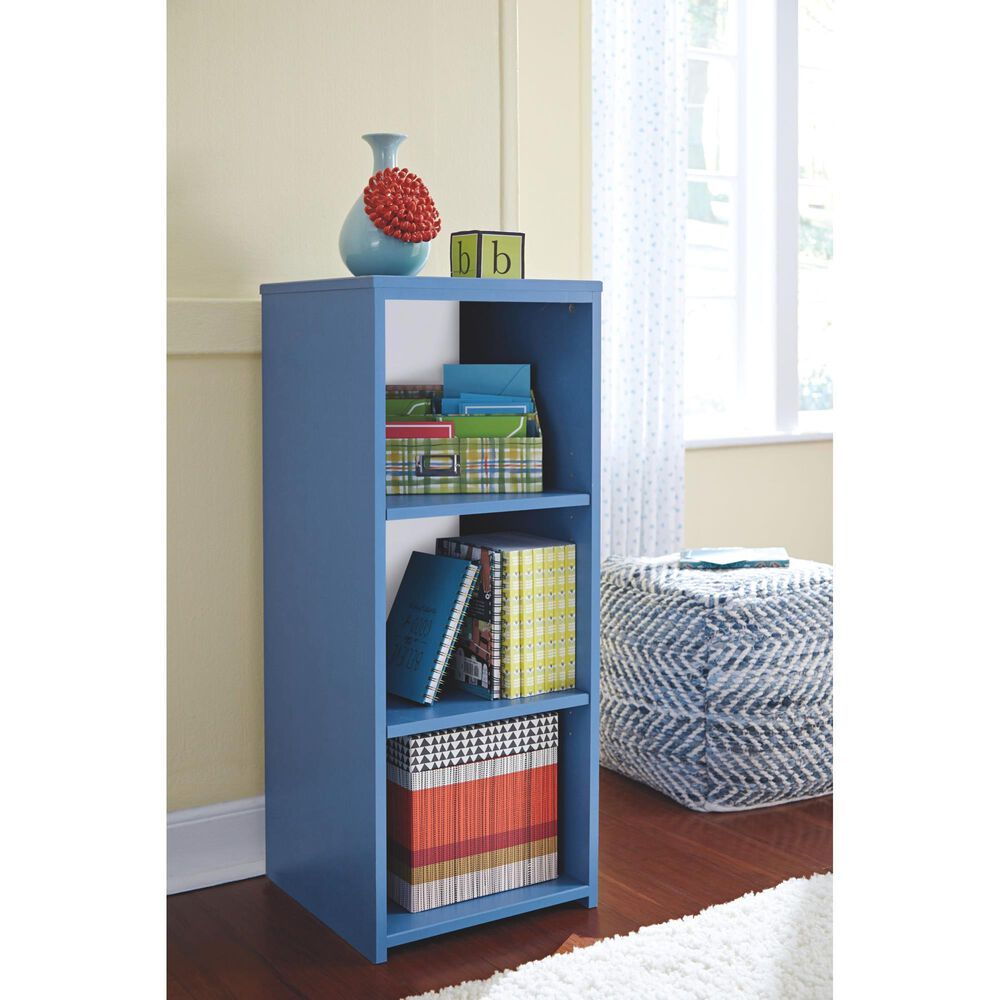 Ashley Chevron Square Pouf in Blue, , large