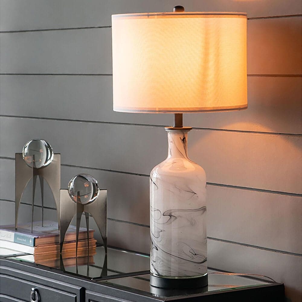 A&amp;B Home Sarris Swirl Table Lamp in Gray and White, , large