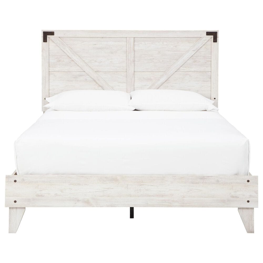 Ashley Shawburn Queen Panel Platform Bed in White/Dark Charcoal, , large