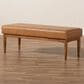 Baxton Studio Arvid Dining Bench with Tan Cushion in Walnut Brown, , large