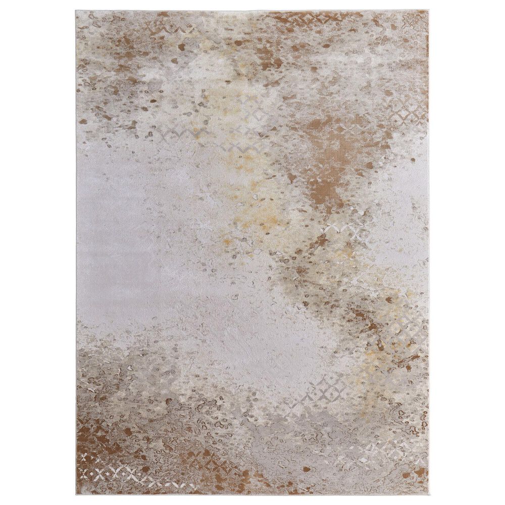 Feizy Waldor 5" x 8" Ivory and Gold Area Rug, , large