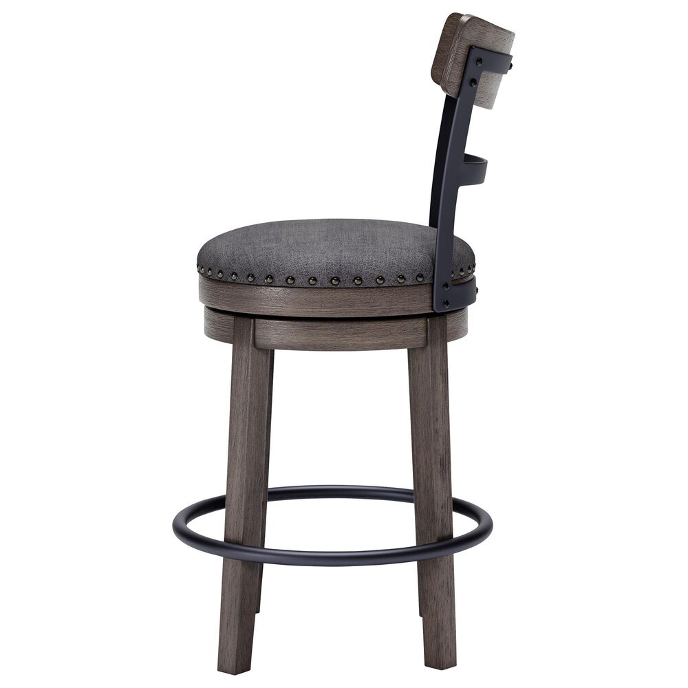 Ashley Caitbrook Swivel Counter Stool in Antiqued Gray and Black, , large