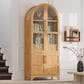 HOMLUX HOMLUX 71" Tall Arched Kitchen Pantry Cabinet with Door Shelves, Farmhouse Kitchen Storage Cabinet with Open & Adjustable Shelves, Hidden Drawer & Glass Door, Cupboard for Kitchen, Dining Room, Natural, , large