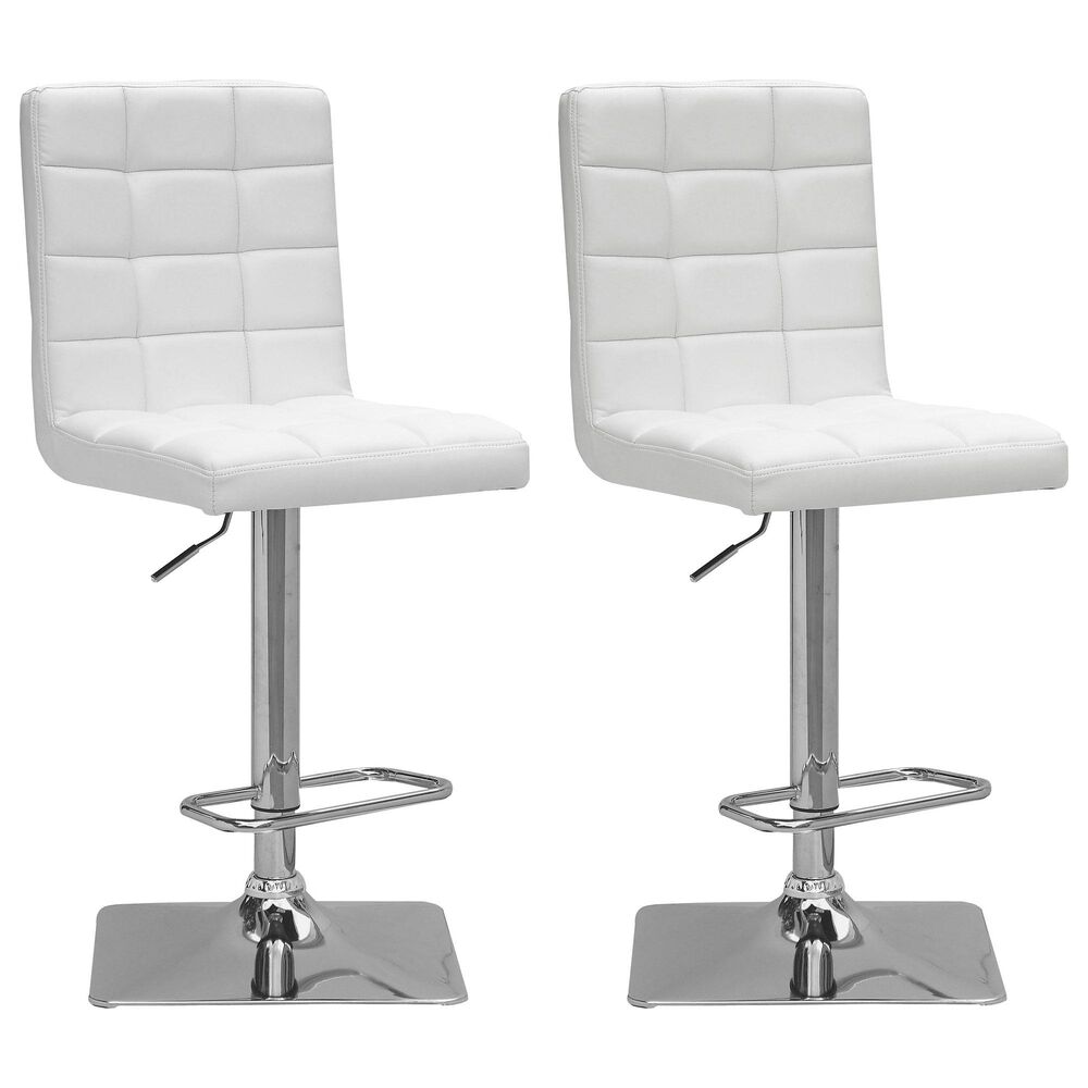 CorLiving Adjustable Bar Stool in White &#40;Set of 2&#41;, , large