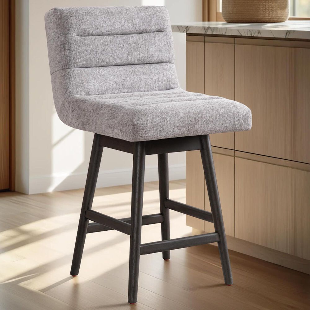 Armen Living Elias Swivel Counter Stool in Gray Oak, , large