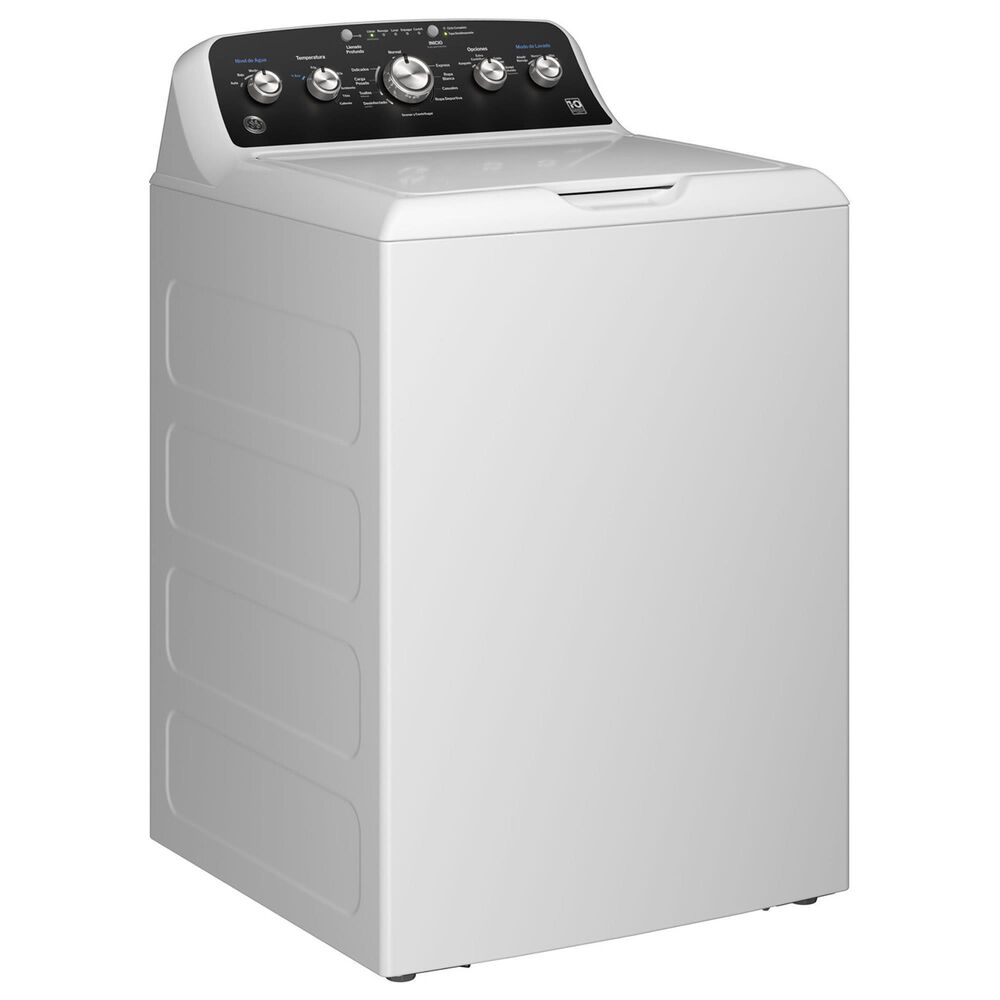 GE Appliances 4.5 Cu. Ft. Top Load Washer with Spanish Panel and 7.2 Cu. Ft. Gas Dryer Laundry Pair in White and Matte Black, , large