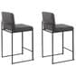 Lumisource Fuji High Back Counter Stool with Charcoal Fabric Cushion in Black (Set of 2), , large