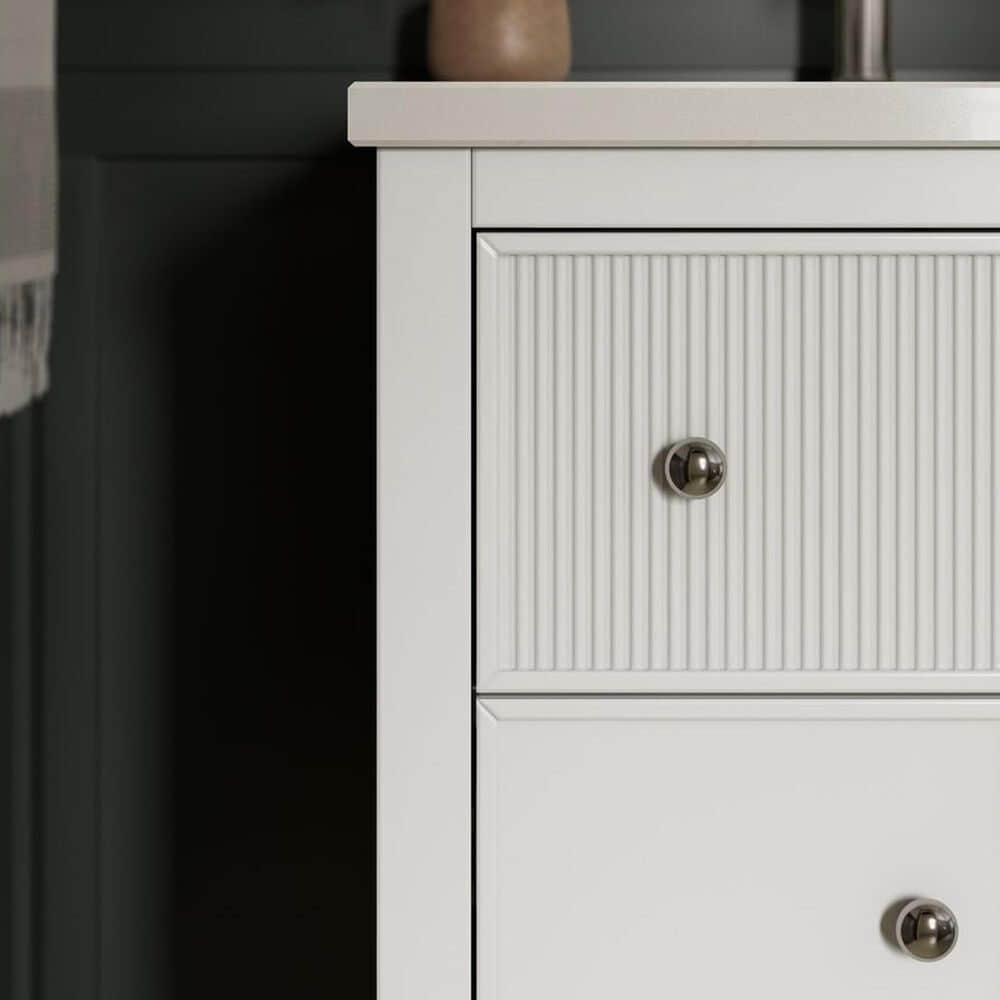 Kohler Malin 24" Single Bathroom Vanity in White with Single Hole 3 cm White Quartz Top and Rectangular Sink, , large