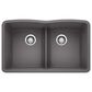 Blanco Diamond Equal Double Bowl Kitchen Sink with Low Divide in Cinder, , large