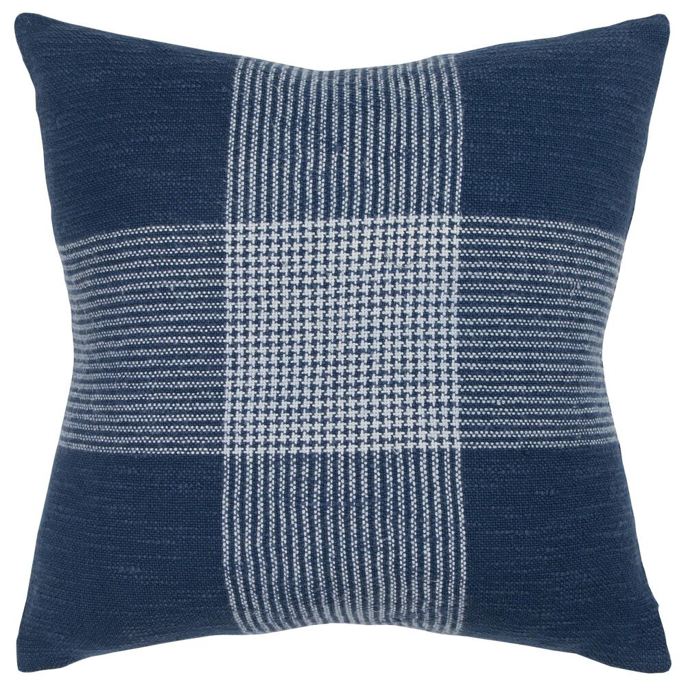 Rizzy Home Plaid 20" Pillow Cover in Indigo and White, , large