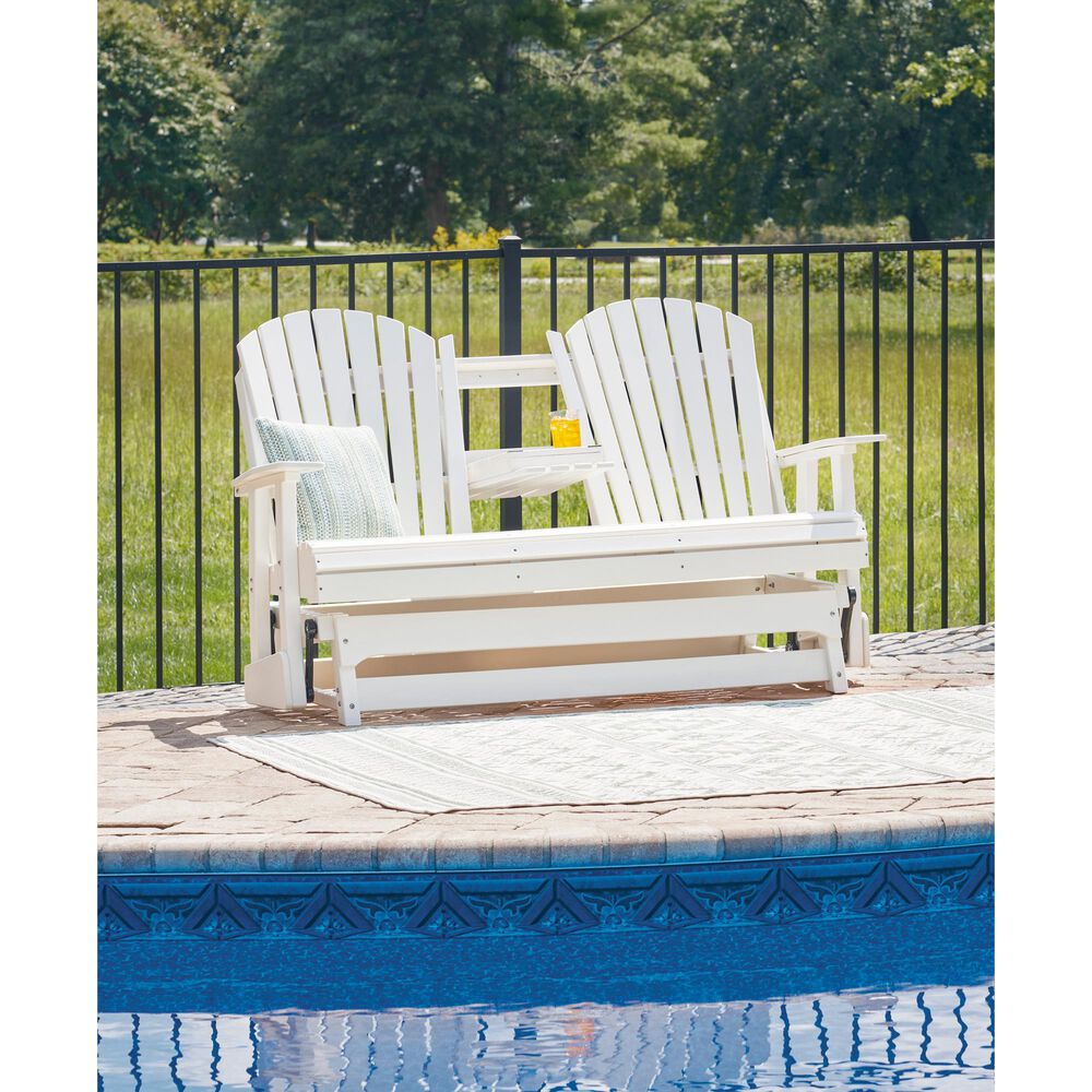 Ashley Hyland Wave Patio Glider Loveseat in White, , large