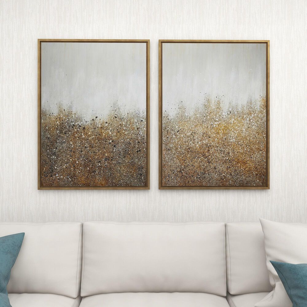 CosmoLiving by Cosmopolitan 40&quot; x 30&quot; Abstract Wall Art in White, Black, Gold and Grey &#40;Set of 2&#41;, , large