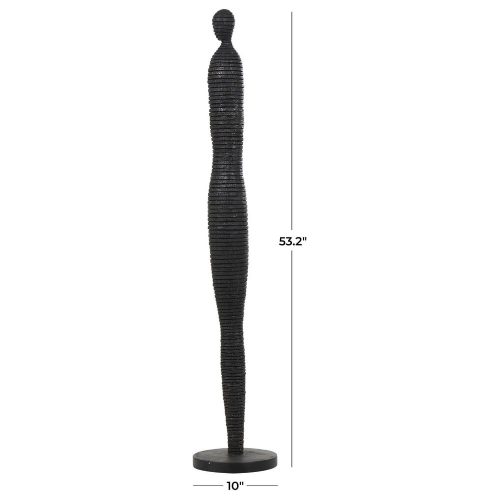 Maple and Jade 53&quot; Tall Slim Figure People Decorative Sculpture in Textured Black, , large