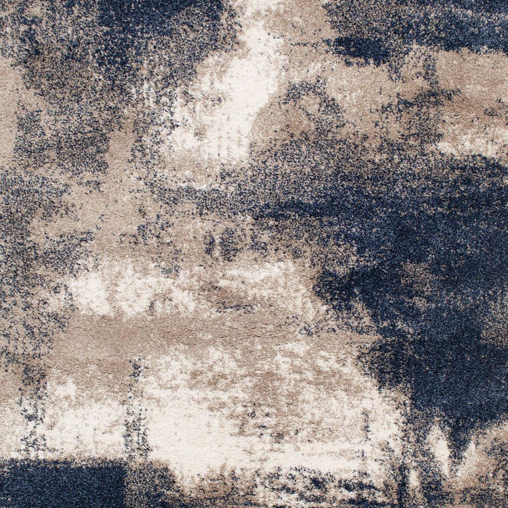 Central Oriental Tulsa Brunsville 7&#39;10&quot; x 9&#39;10&quot; White Sand and Blue Navy Area Rug, , large