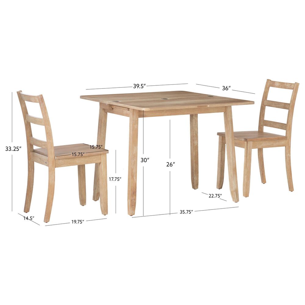 Linon Home Decor Brenton 3-Piece Rectangular Dining Set in Grey Wash, , large