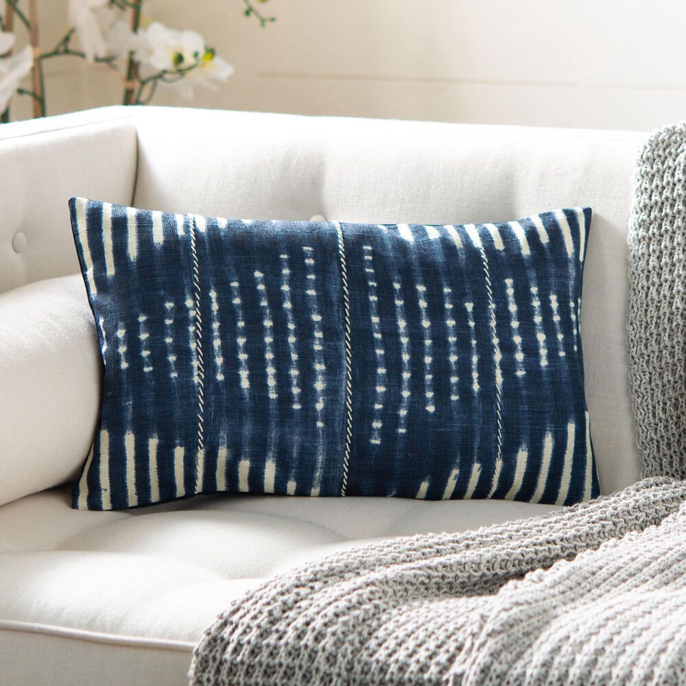 Safavieh Laurena 12" x 20" Pillow in Navy and Creme, , large