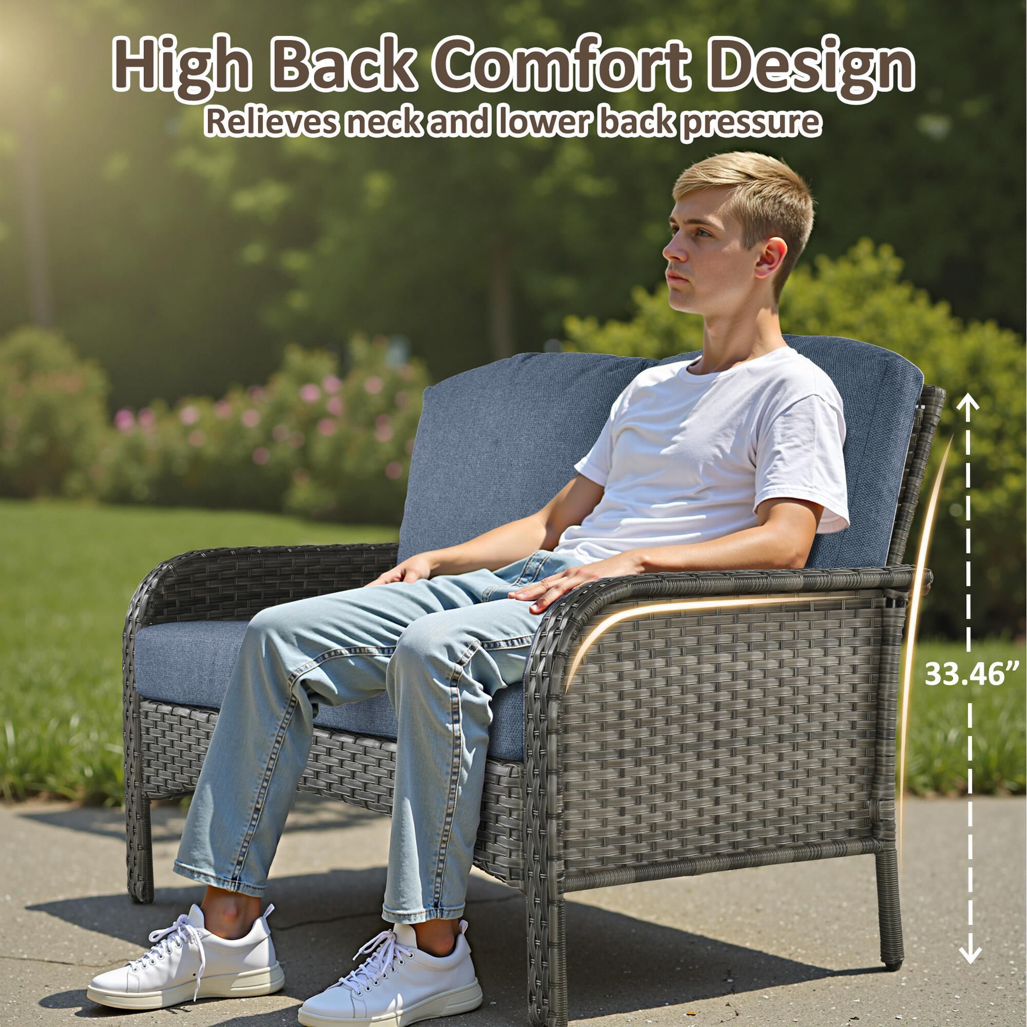 HOMLUX 6-Piece Outdoor Conversation Set in Denim Blue