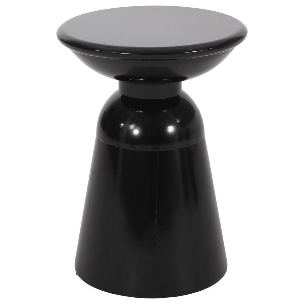 Hearth and Haven Large Patio End Table with Circular Design in Black, , large