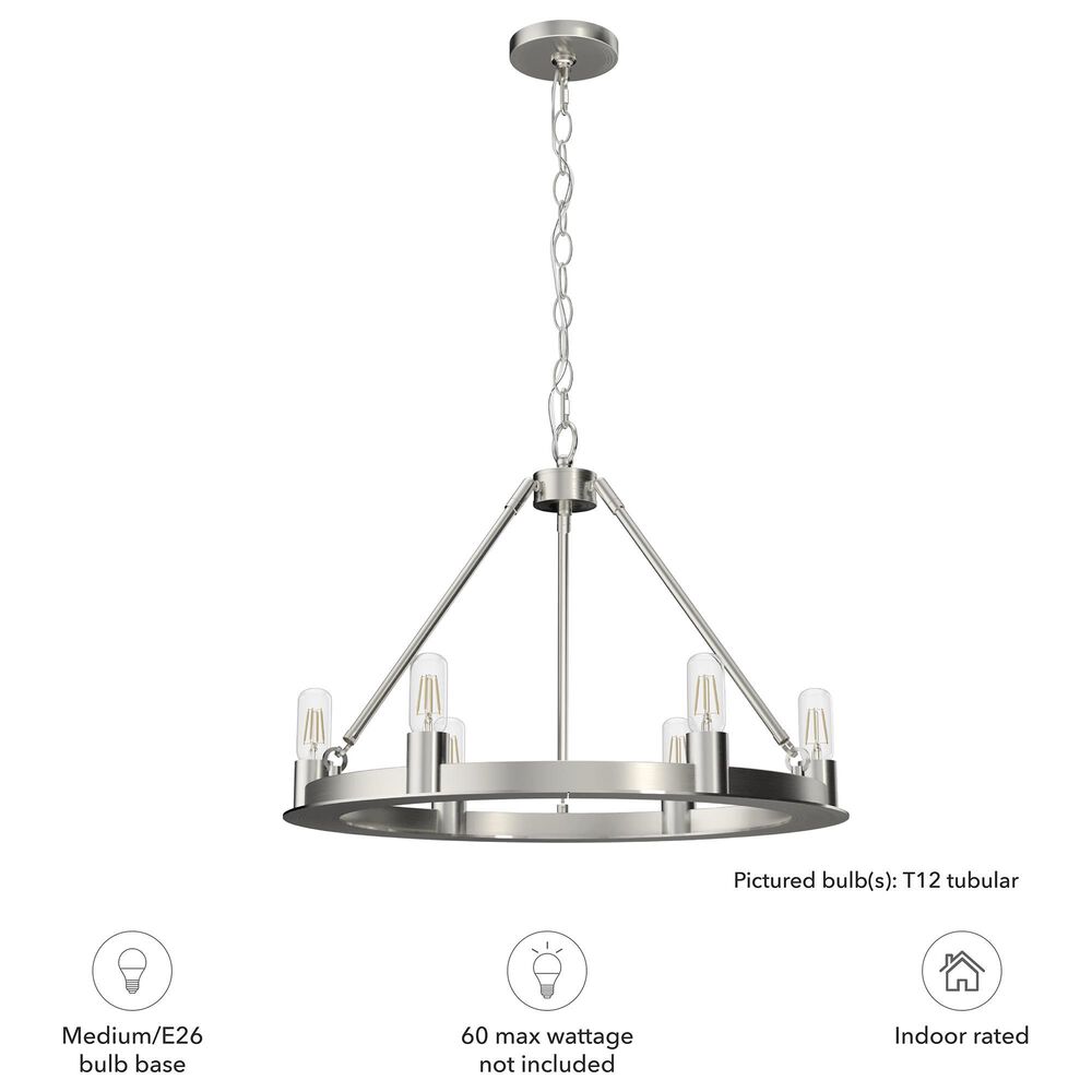 Hunter Saddlewood 6-Light Chandelier in Brushed Nickel, , large
