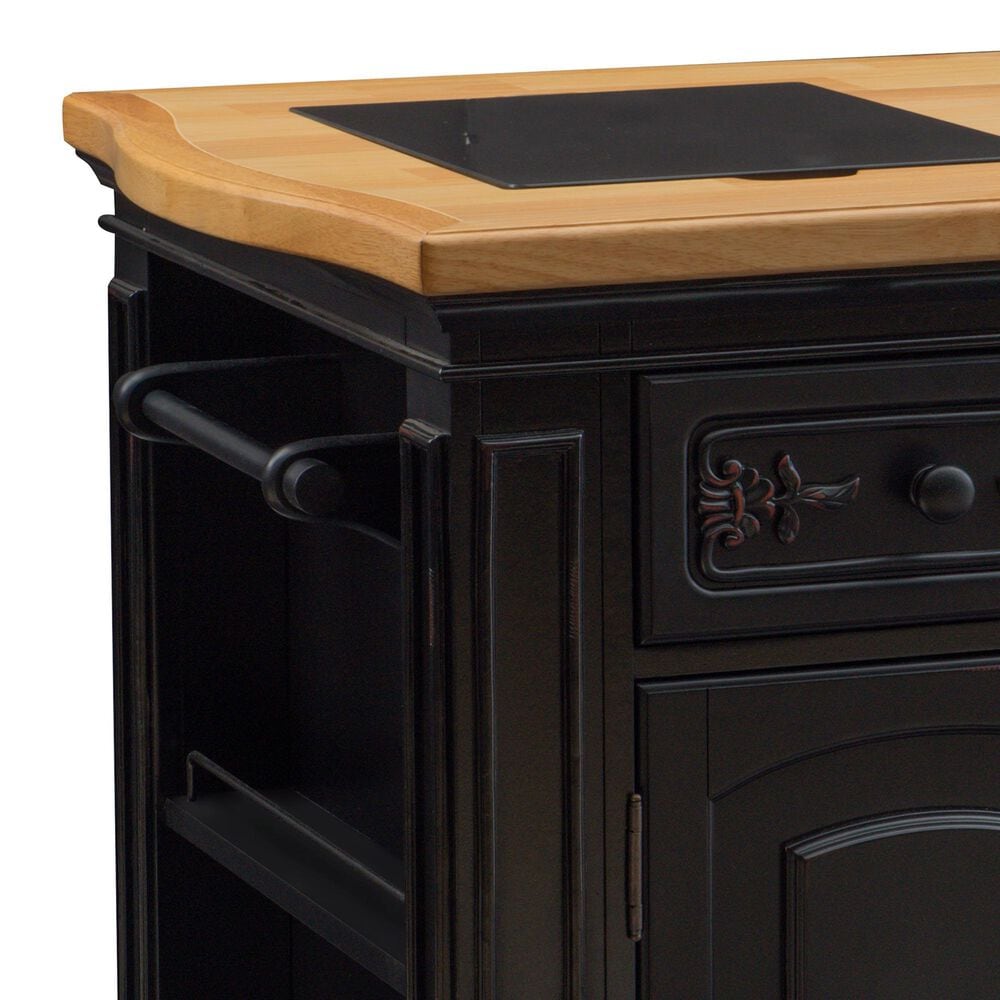 Linon Home Decor Pennfield Kitchen Island in Natural and Black Sand, , large