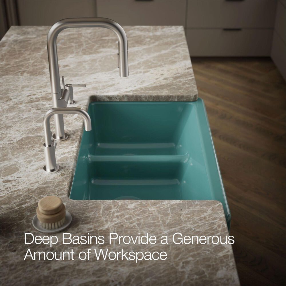 Kohler Whitehaven 35.5" Undermount Double-Bowl Kitchen Sink in Teal, , large