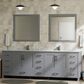 Lexora Home Jacques 84" Double Bathroom Vanity in Dark Grey with 2 cm White Carrara Marble Top and Rectangular Sinks, , large