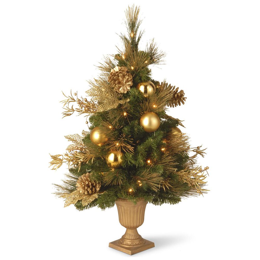 National Tree 36" Decorative Collection Elegance Potted Entrance Tree with 50 White Lights, , large