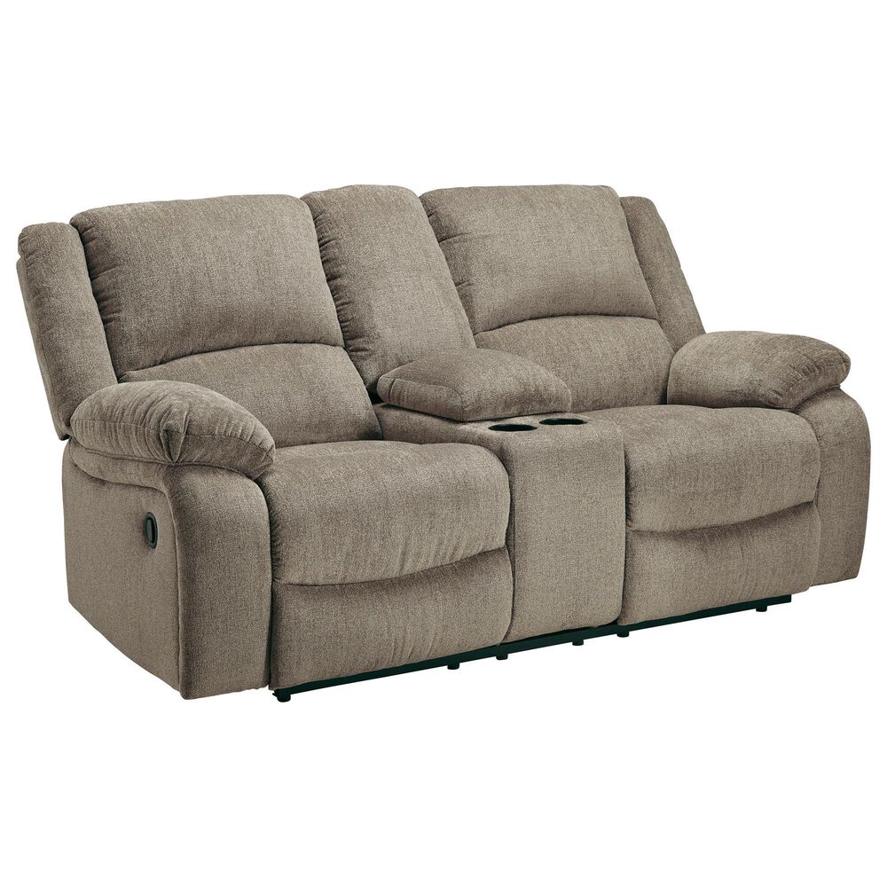 Ashley Draycoll Double Reclining Loveseat with Console in Pewter, , large