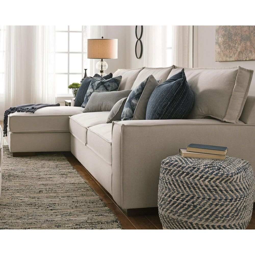 Ashley Chevron Square Pouf in Blue, , large