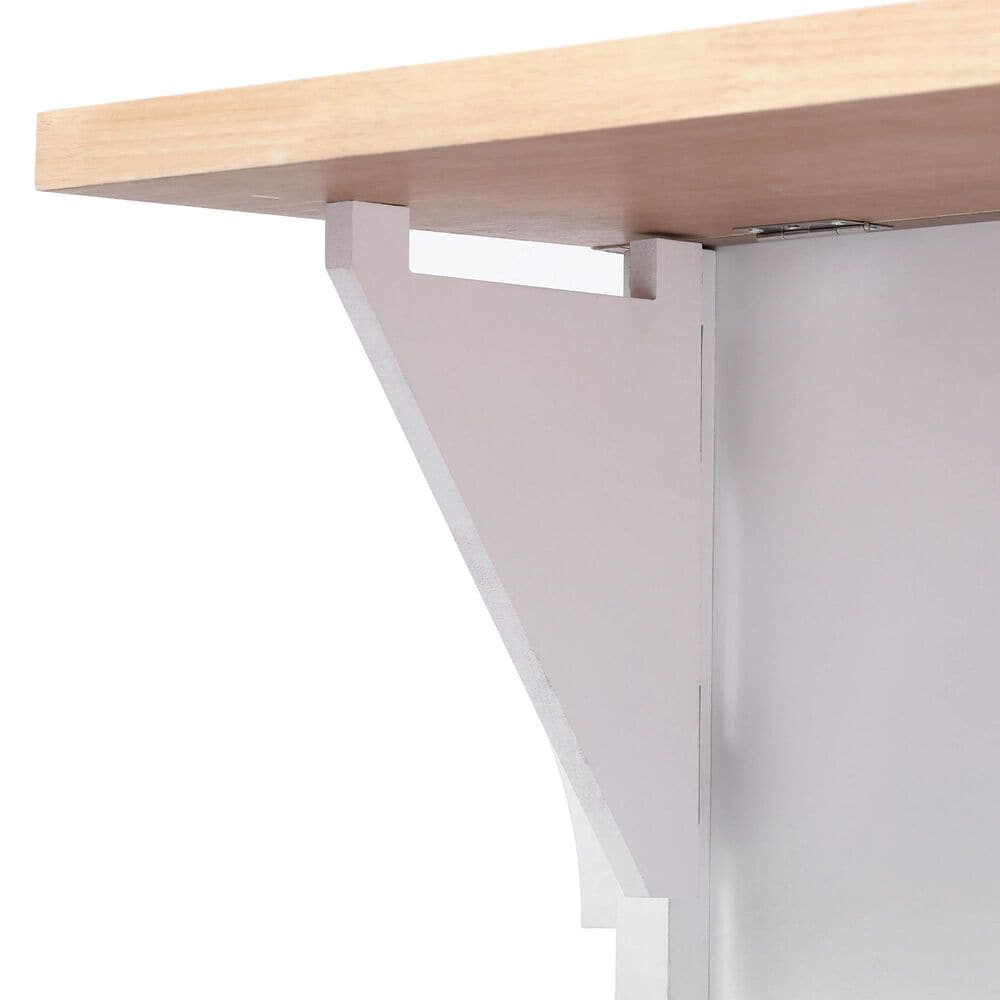 HOMLUX 56.5'' Kitchen Island with Drop Leaf in White and Natural, , large