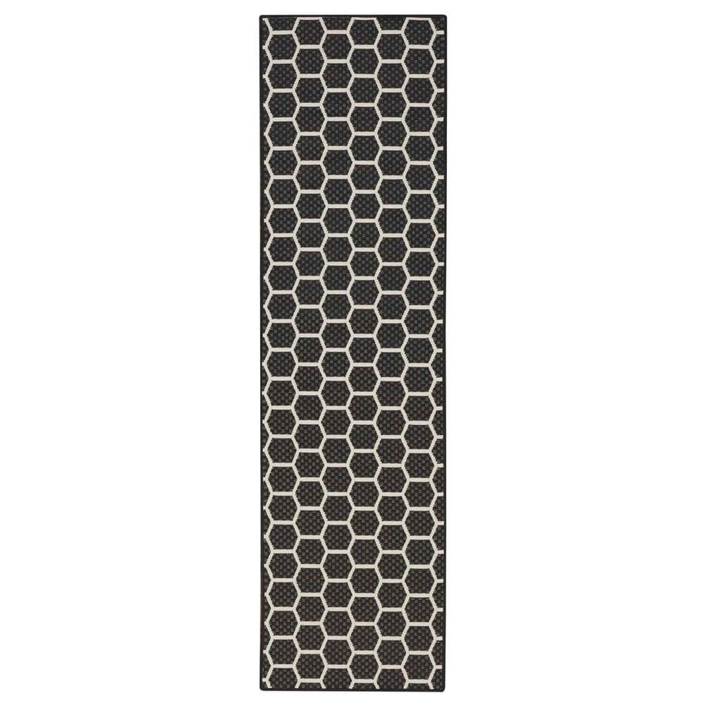 Nourison Twist Reversible 2" x 6" Black Indoor/Outdoor Runner, , large