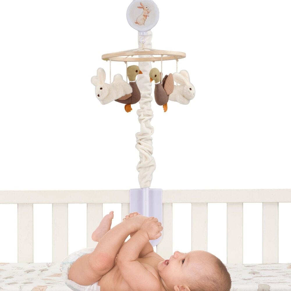 Lambs &amp; Ivy Signature Bunny Hop Musical Baby Crib Mobile in Bisque, , large