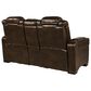 Frankfurt Furniture Leather Power Reclining Console Loveseat with Power Headrest in Brown, , large