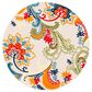 Safavieh Cabana CBN305A 6"7" Round Ivory and Blue Indoor/Outdoor Area Performance Rug, , large