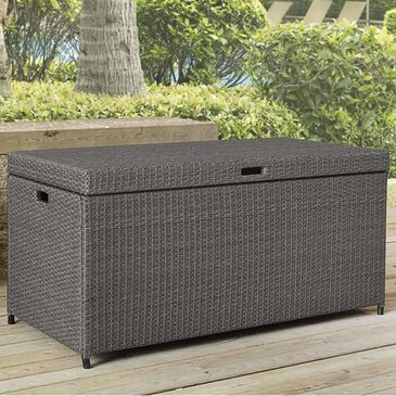 Crosley Furniture Palm Harbor Outdoor Wicker Storage Bin in Weathered Gray, , large